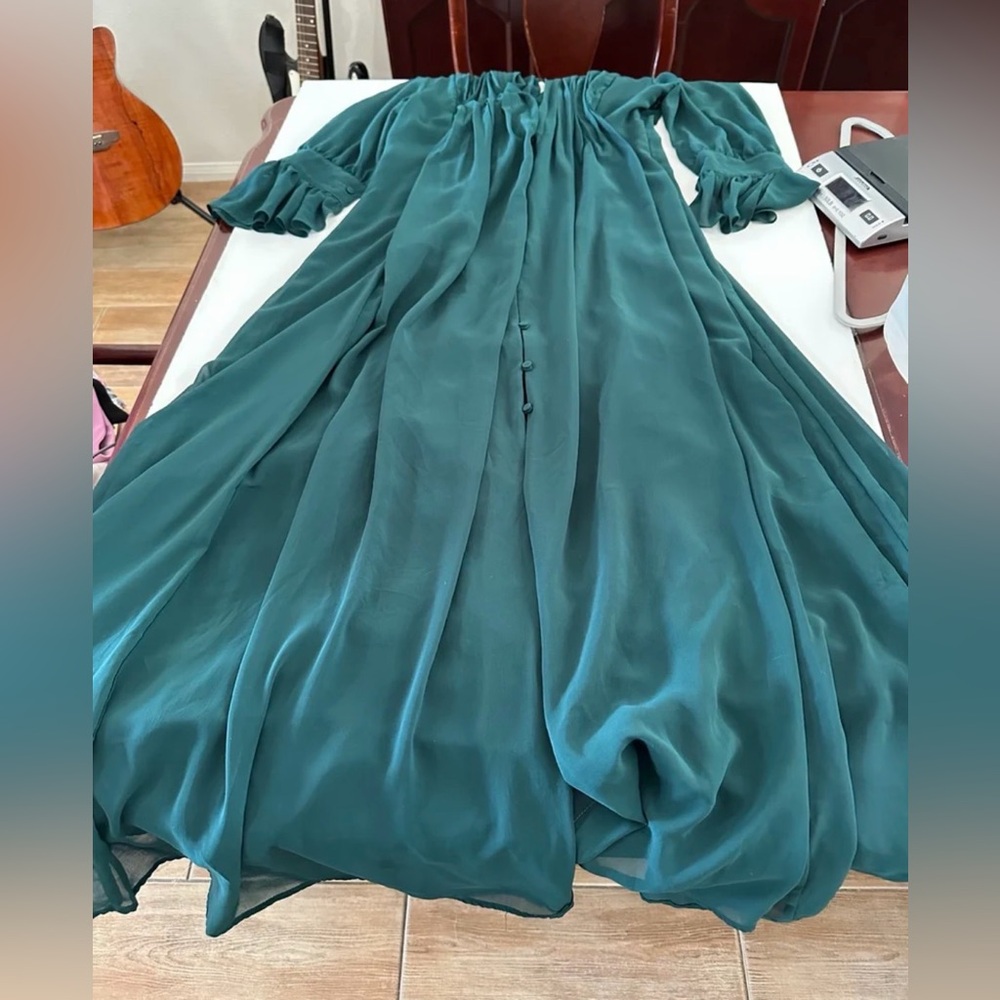 CAARA Forest Green Millie Chiffon Maxi Dress size Medium - Picture 8 of 11